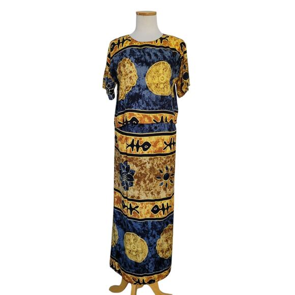 Polynesian Tribal Tiki Top& Maxi Skirt XL Twin Set - Picture 5 of 10